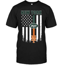 Load image into Gallery viewer, New York New York Jets New York Mets american flag shirt