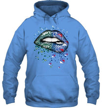 Load image into Gallery viewer, New York Jets and New York Rangers glitter pattern sexy lips t shirt