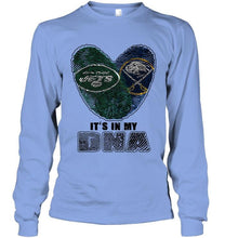 Load image into Gallery viewer, New York Jets and Buffalo Sabres it's my dna love fingerprints shirt