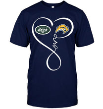 Load image into Gallery viewer, New York Jets Buffalo Sabres love heart shirt