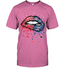 Load image into Gallery viewer, New England Patriots and Boston Red Sox glitter pattern sexy lips t shirt