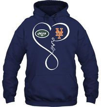 Load image into Gallery viewer, New York Jets New York Mets love heart shirt
