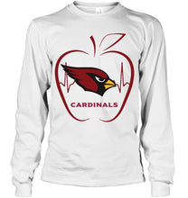 Load image into Gallery viewer, Arizona Cardinals heartbeat teacher apple shirt