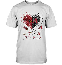 Load image into Gallery viewer, Arizona Cardinals Patriots and Arizona Diamondbacks tiny hearts shaped fan shirt