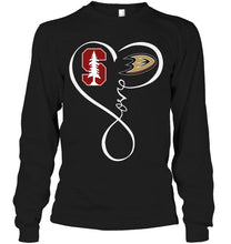 Load image into Gallery viewer, Stanford Cardinal Anaheim Ducks love heart shirt