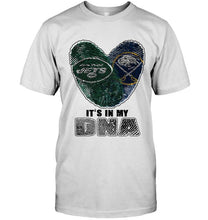 Load image into Gallery viewer, New York Jets and Buffalo Sabres it's my dna love fingerprints shirt