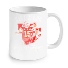 Load image into Gallery viewer, Kansas City Chiefs Just a girl who loves Mahomes shirt by Moteefes store Mug