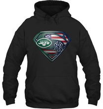 Load image into Gallery viewer, New York Jets and New York Yankees superman american flag layer shirt