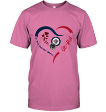 Load image into Gallery viewer, Go Polar night blue Go red Winnipeg Jets  fan heart shirt
