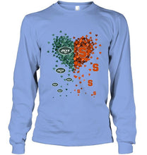 Load image into Gallery viewer, New York Jets and Syracuse Orange tiny hearts shaped fan shirt