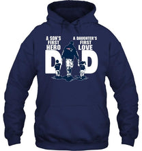 Load image into Gallery viewer, New England Patriots Dad son's first hero daughter's first love shirt