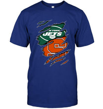 Load image into Gallery viewer, New York Jets and Syracuse Orange layer under ripped shirt