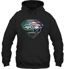 Load image into Gallery viewer, New York Jets and Buffalo Sabres superman american flag layer shirt