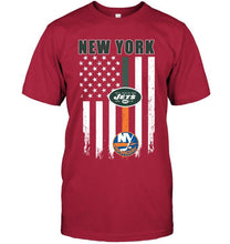 Load image into Gallery viewer, New York New York Jets New york Islanders american flag shirt