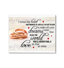 Load image into Gallery viewer, George Strait I cross my heart lyric wedding rings canvas