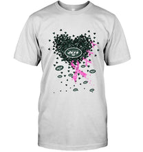 Load image into Gallery viewer, New York Jets tiny heart love shaped br east cancer shirt