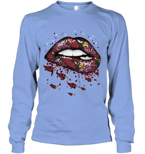 Arizona Cardinals heart glitter pattern lips shirt