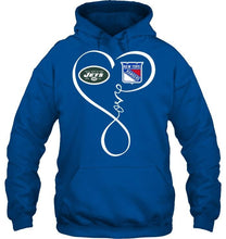Load image into Gallery viewer, New York Jets New York Rangers love heart shirt