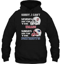 Load image into Gallery viewer, Sorry I can't saturdays are for UMass Minutemens sundays are for New England Patriots shirt