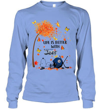 Load image into Gallery viewer, Life is better with Winnipeg Jets snoopy sleeping under autumn tree hoodie