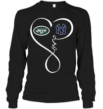 Load image into Gallery viewer, New York Jets New York Yankees love heart shirt