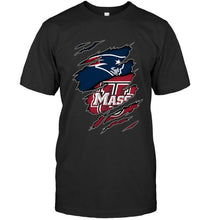 Load image into Gallery viewer, New England Patriots and UMass Minutemens layer under ripped shirt