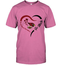 Load image into Gallery viewer, Go Cardinal red Go black Arizona Cardinals fan heart shirt