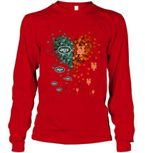 Load image into Gallery viewer, New York Jets and New York Mets tiny hearts shaped fan shirt