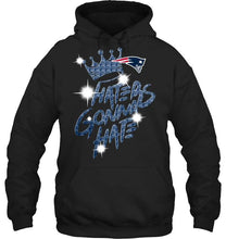Load image into Gallery viewer, New England Patriots crown haters gonna hate glitter pattern t shirt
