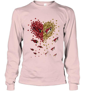 Arizona Cardinals Patriots and Arizona Coyotes tiny hearts shaped fan shirt