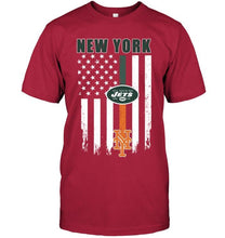 Load image into Gallery viewer, New York New York Jets New York Mets american flag shirt