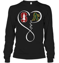 Load image into Gallery viewer, Stanford Cardinal Oakland Athletics love heart shirt