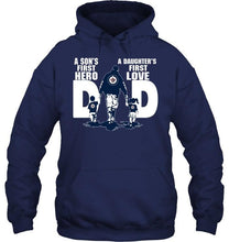 Load image into Gallery viewer, Winnipeg Jets Dad son's first hero daughter's first love shirt