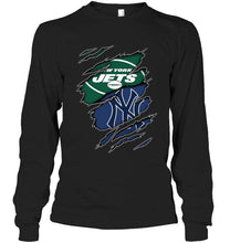 Load image into Gallery viewer, New York Jets and New York Yankees layer under ripped shirt
