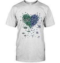 Load image into Gallery viewer, New York Jets and New York Yankees tiny hearts shaped fan shirt
