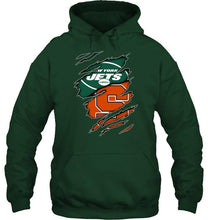 Load image into Gallery viewer, New York Jets and Syracuse Orange layer under ripped shirt