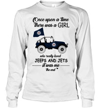 Load image into Gallery viewer, Once upon a time a girl really loved jeeps and Winnipeg Jets it was me shirt