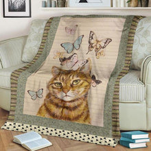 Load image into Gallery viewer, butterfly with lady cat quilt blanket