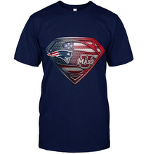 Load image into Gallery viewer, New England Patriots and UMass Minutemens superman american flag layer shirt