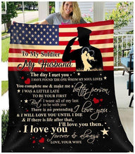 Load image into Gallery viewer, Wife to soilder husband I love you forever quilt blanket
