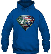 Load image into Gallery viewer, New York Jets and Buffalo Sabres superman american flag layer shirt