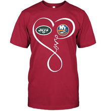 Load image into Gallery viewer, New York Jets New york Islanders love heart shirt