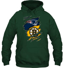 Load image into Gallery viewer, New England Patriots and Boston Bruins layer under ripped shirt