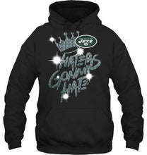 Load image into Gallery viewer, New York Jets crown haters gonna hate glitter pattern t shirt