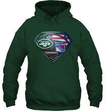 Load image into Gallery viewer, New York Jets and New York Rangers superman american flag layer shirt