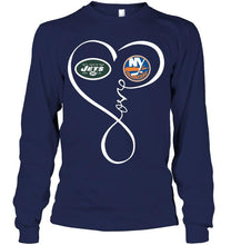 Load image into Gallery viewer, New York Jets New york Islanders love heart shirt