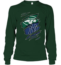 Load image into Gallery viewer, New York Jets and New York Yankees layer under ripped shirt