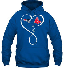 Load image into Gallery viewer, New England Patriots Boston Red Sox love heart shirt