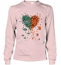 Load image into Gallery viewer, New York Jets and Syracuse Orange tiny hearts shaped fan shirt