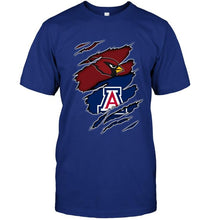 Load image into Gallery viewer, Arizona Cardinals and Arizona Wildcats layer under ripped shirt